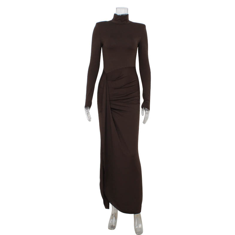 High-Neck Lace-Up Dress