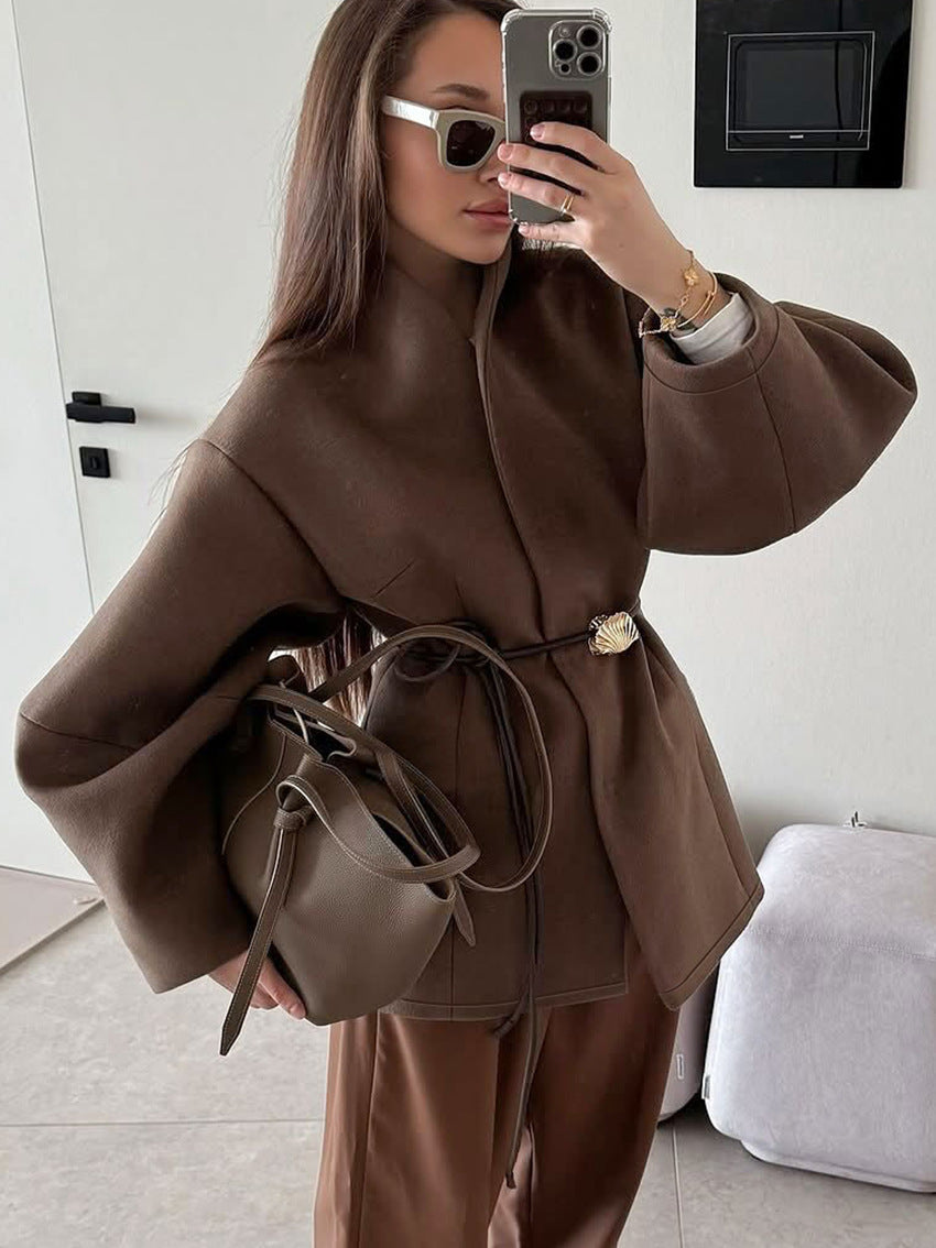 Minimalist Belted Woolen Jacket