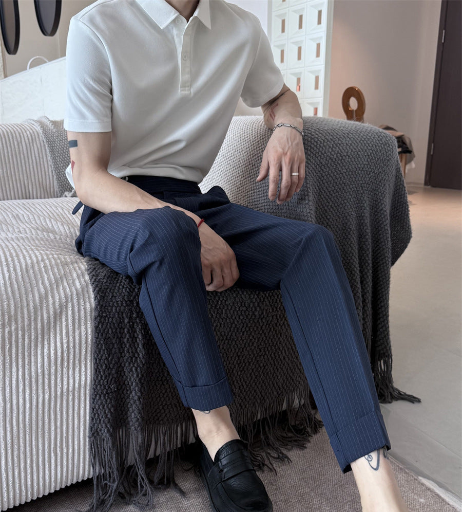 Men's Pinstripe Drape Trousers