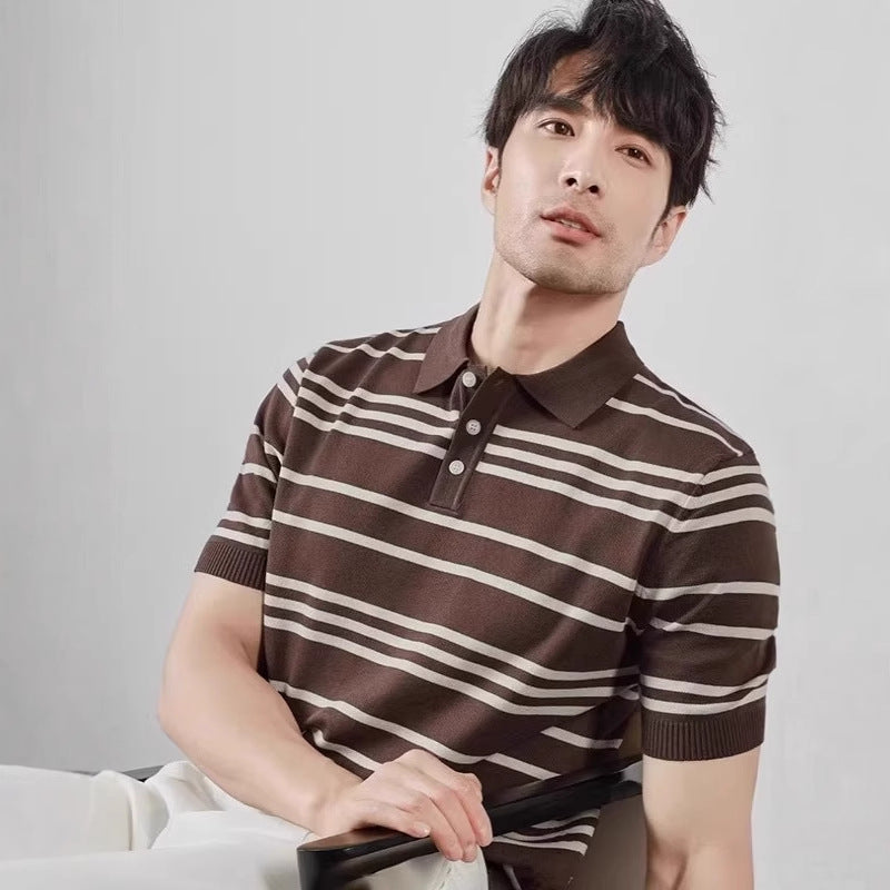 Men’s Striped Knit Polo