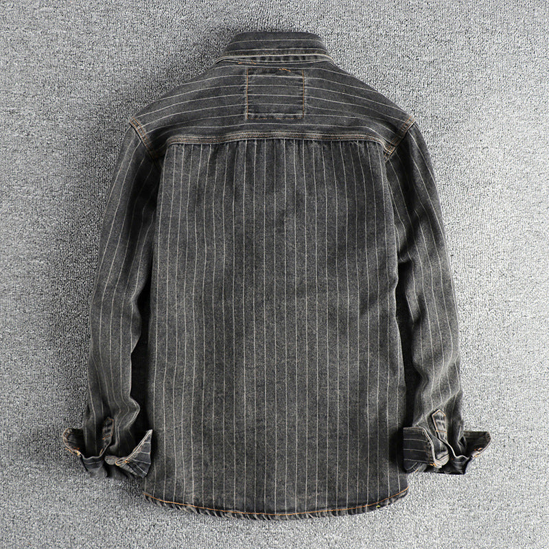 Vertical Stripe Denim Workshirt
