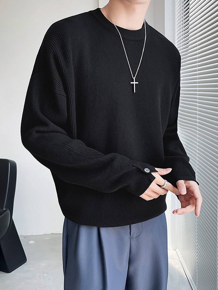 Button-Cuff Knit Sweater