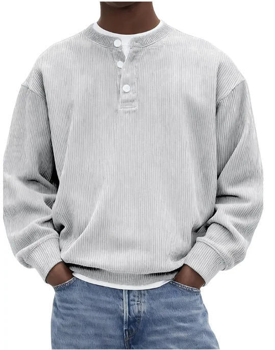 Ribbed Knit Henley Pullover