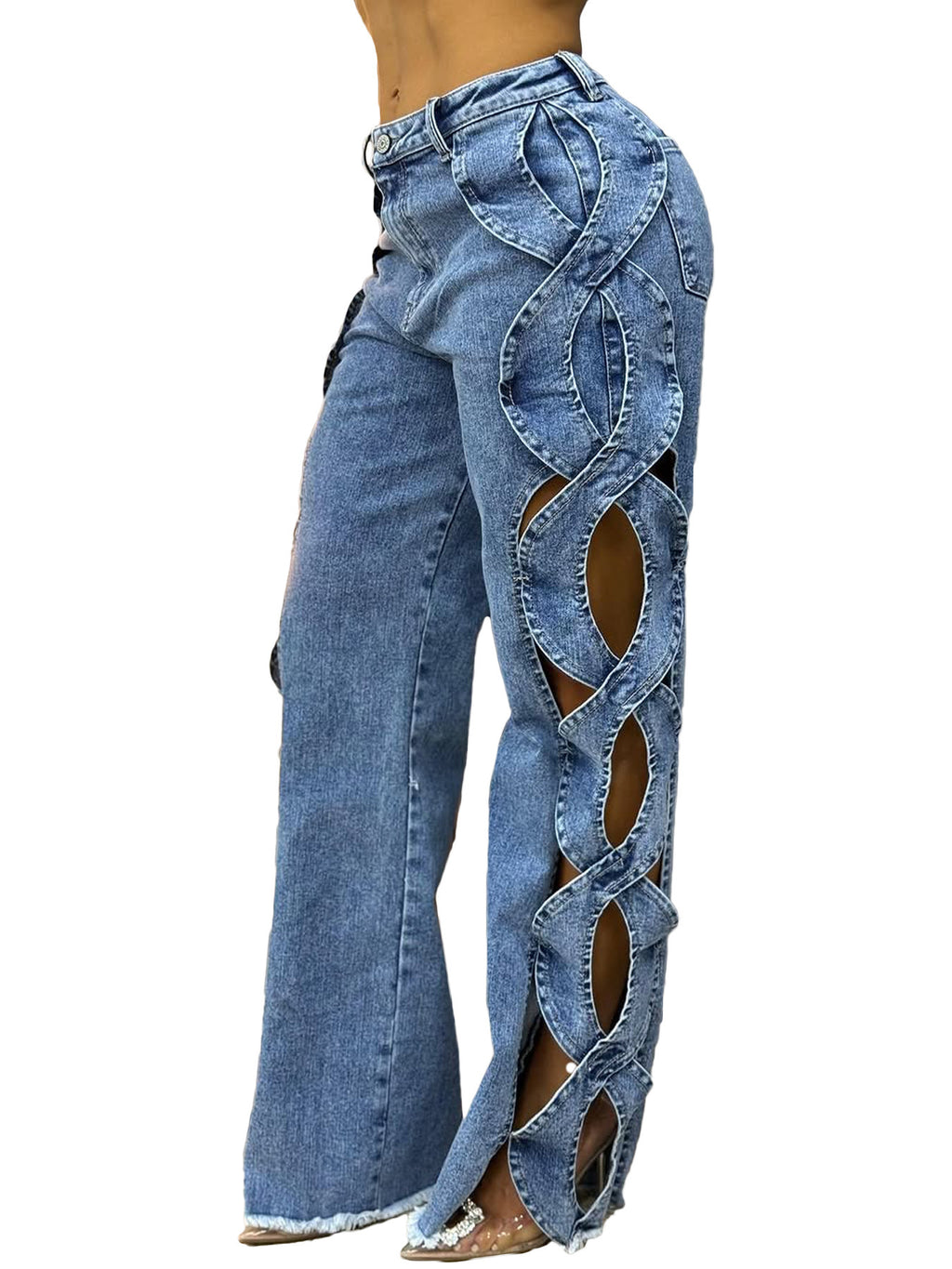 Side-Cutout Denim Trousers