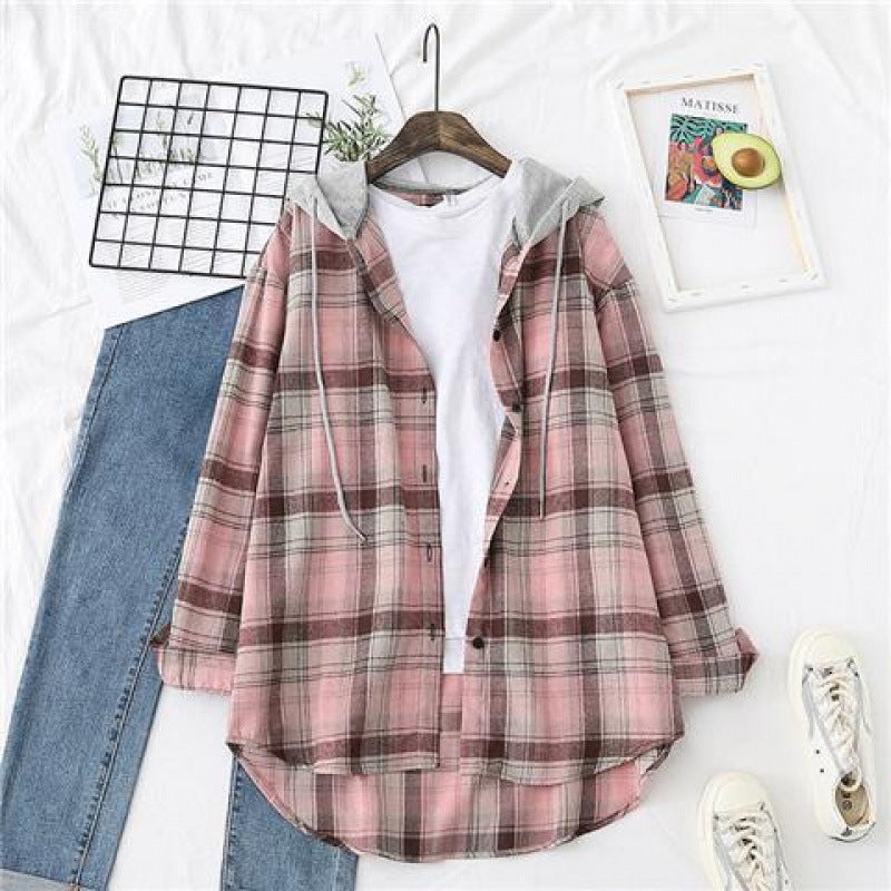 Plaid Flannel Hoodie Shirt