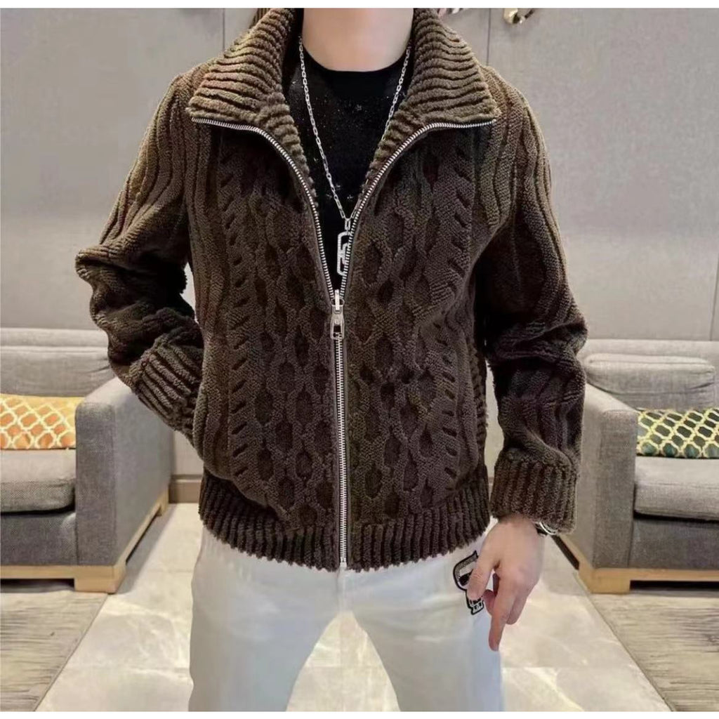 Men’s Zip-Front Cable Knit Cardigan