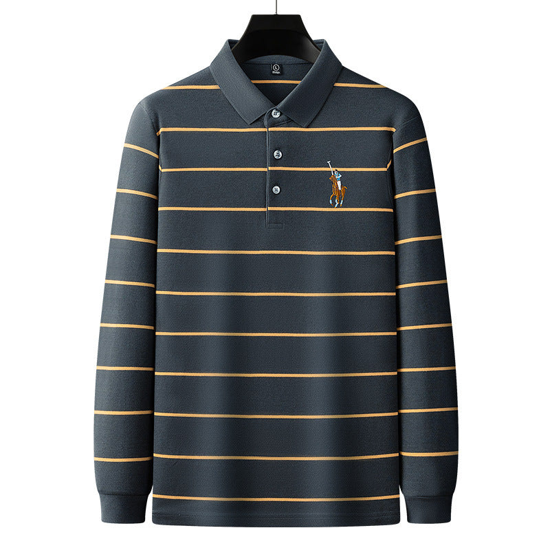 Classic Striped Long-Sleeve Polo