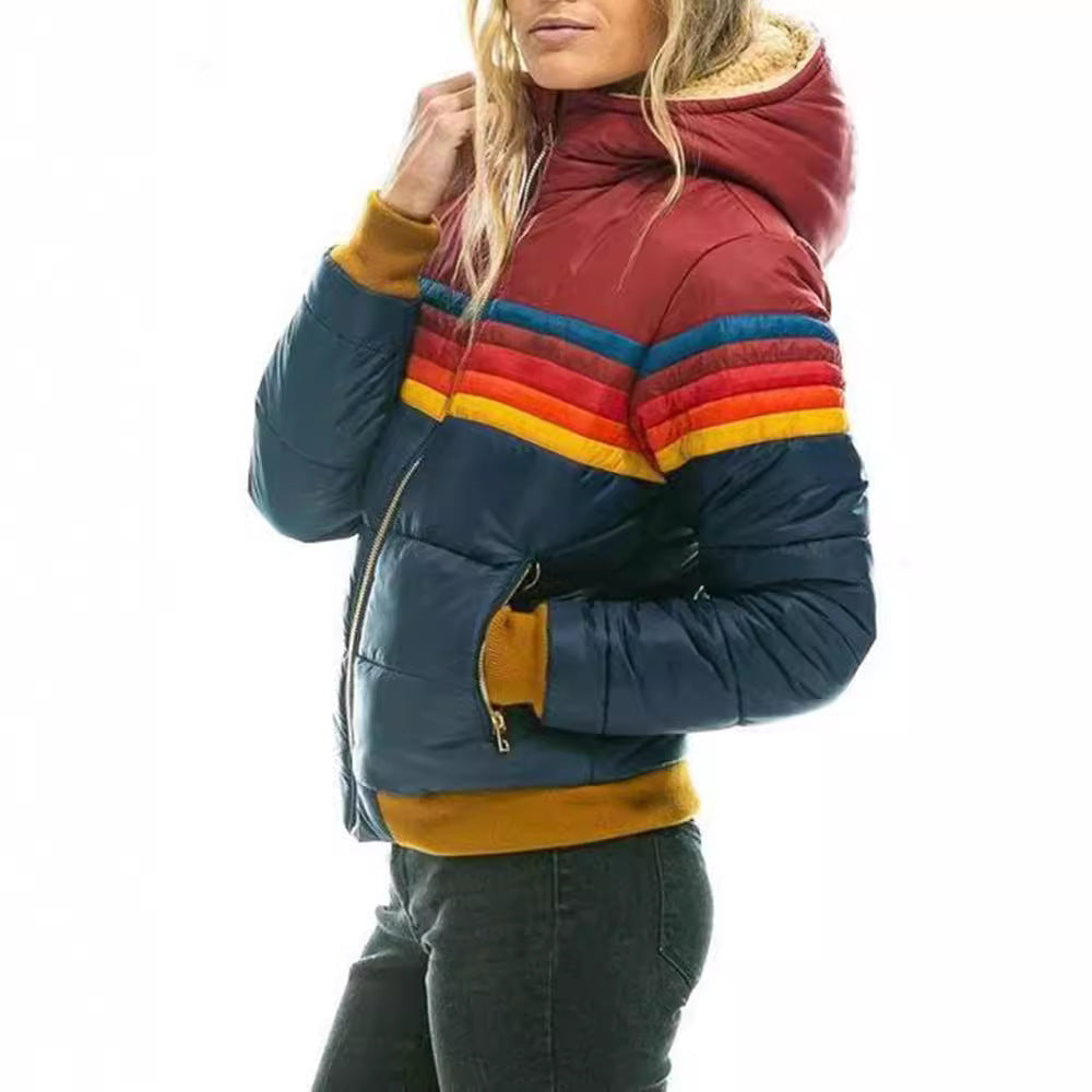 Retro Striped Puffer Jacket