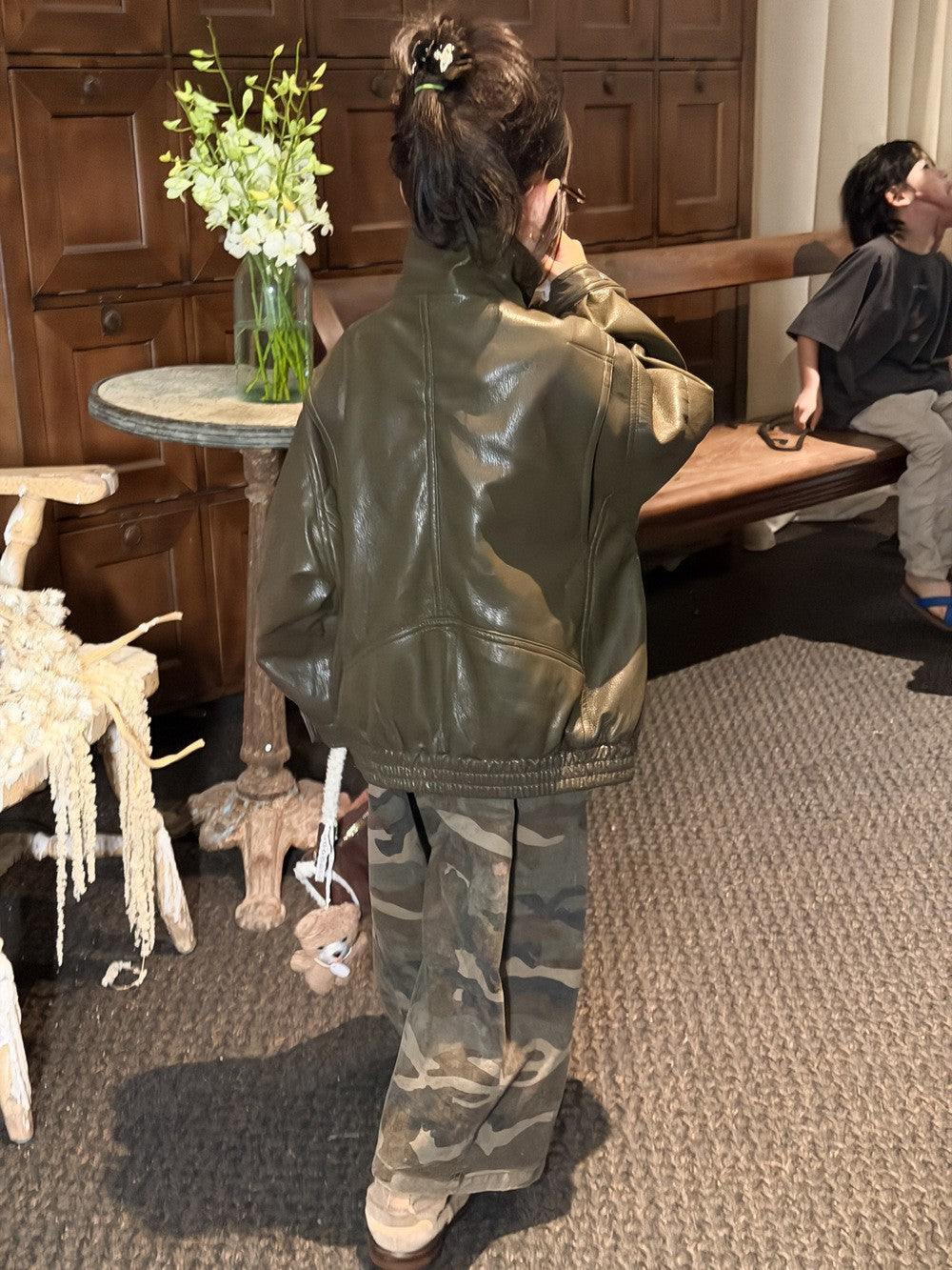 Girls' Zip-Collar Faux-Leather Jacket