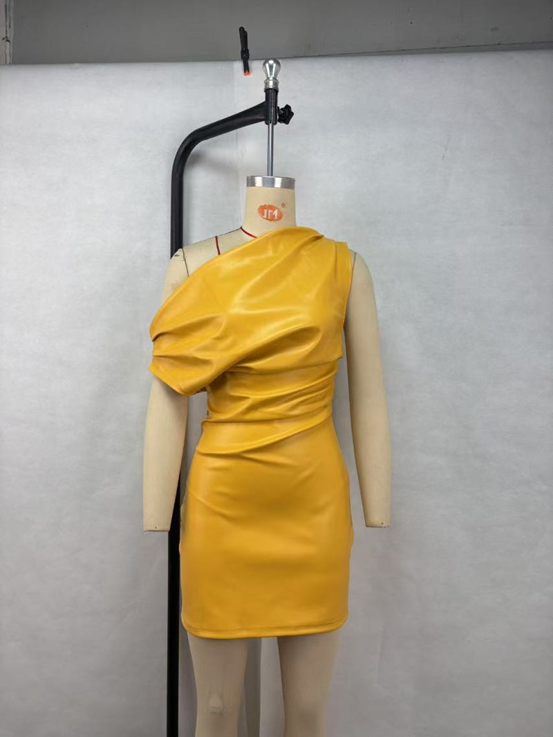 Sleek One Shoulder Ruched Mini Dress