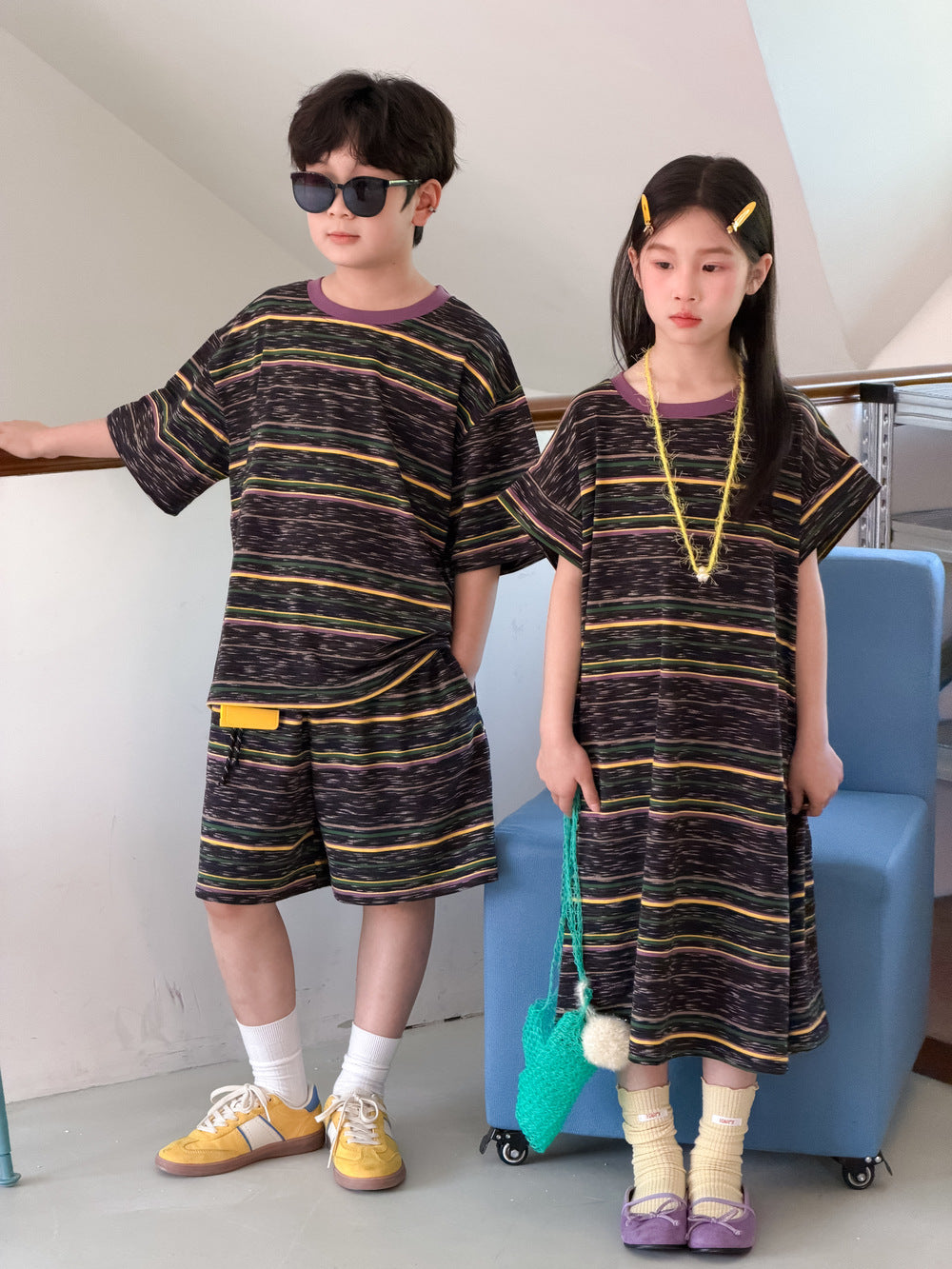 Kids' Striped T-Shirt and Shorts Set
