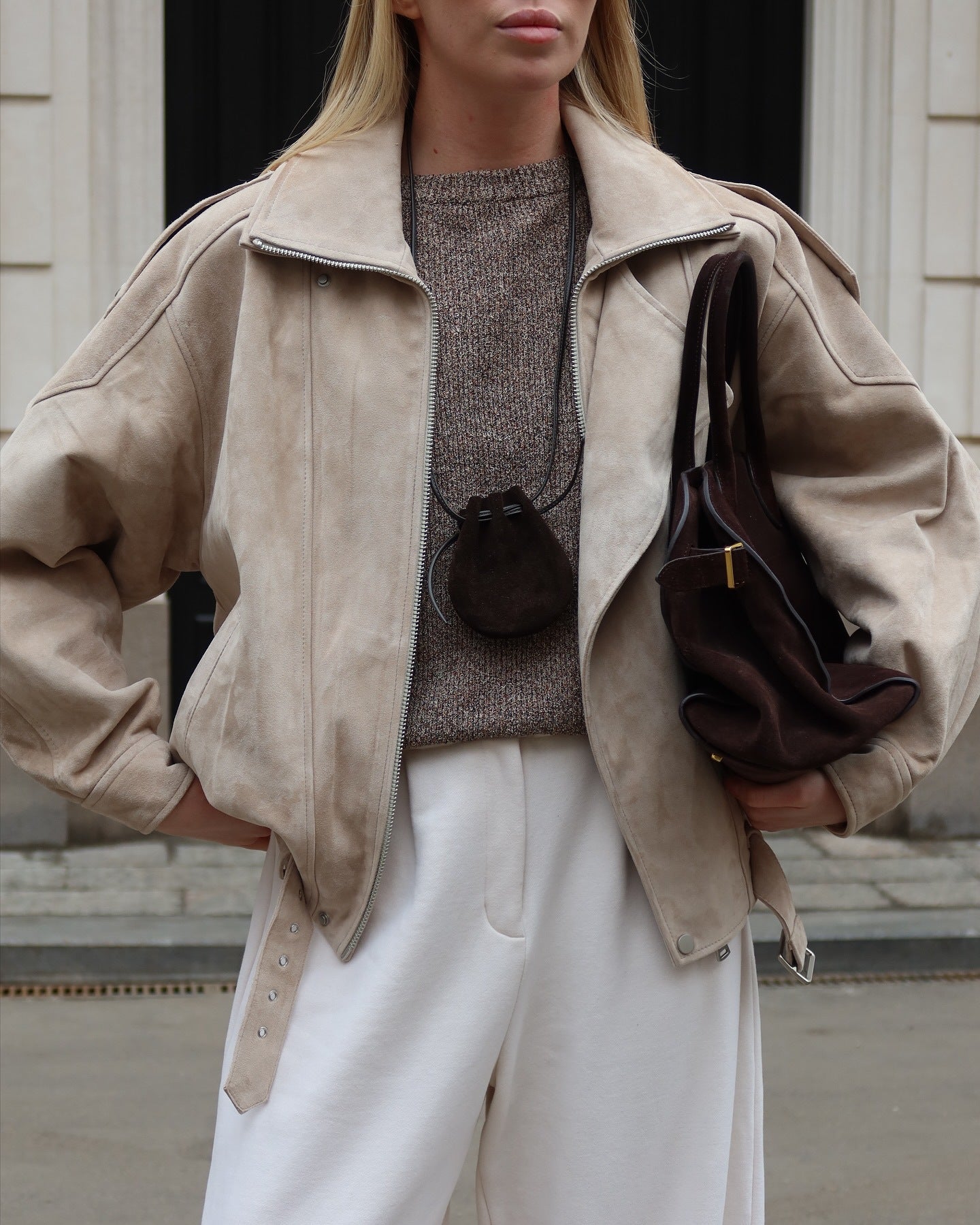 Suede Slouchy Utility Bomber Jacket