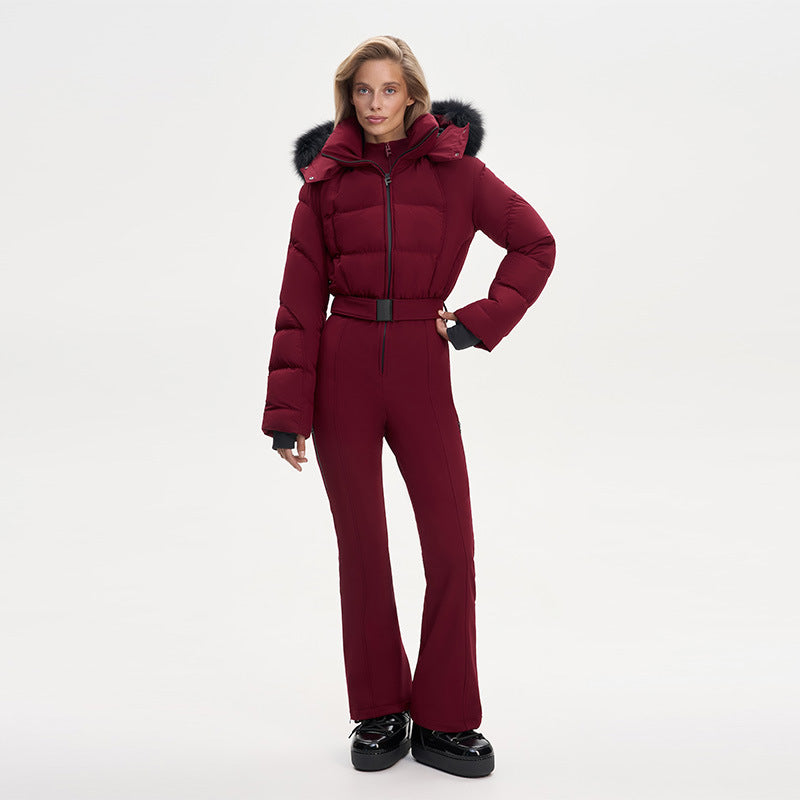 Hooded Belted One Piece Jumpsuit