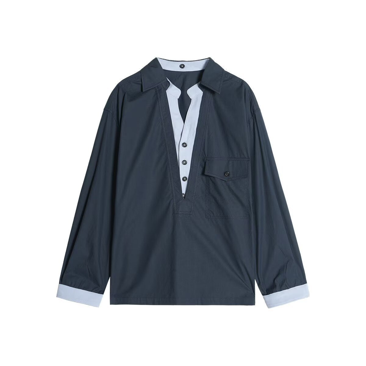 Drapey Faux Two-Piece Pullover Shirt