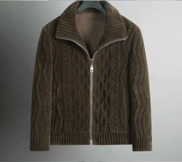 Men’s Zip-Front Cable Knit Cardigan