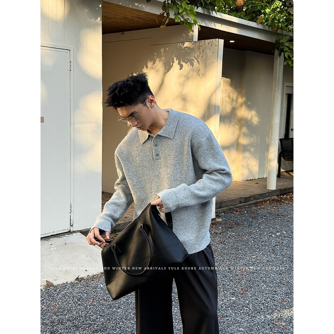 Old Money Knitted Polo Sweater