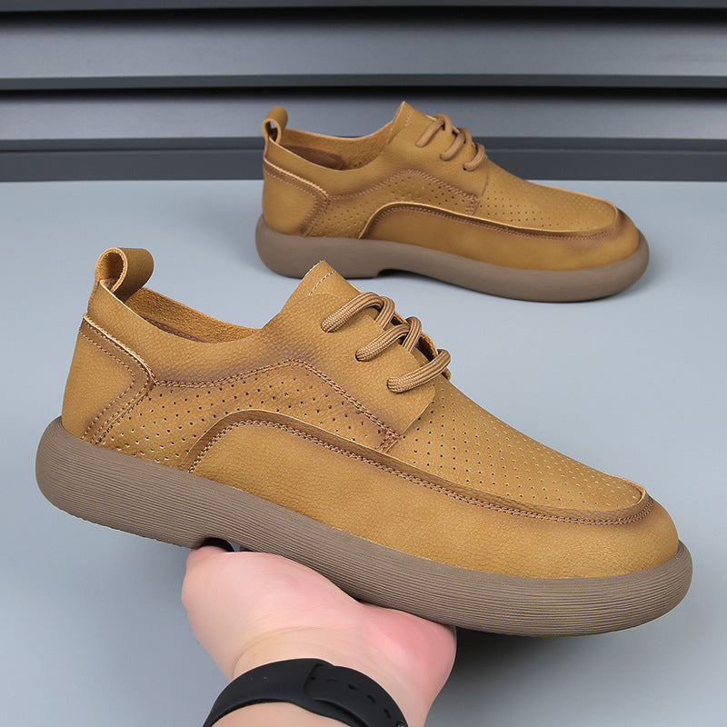 Perforated Leather Casual Shoes