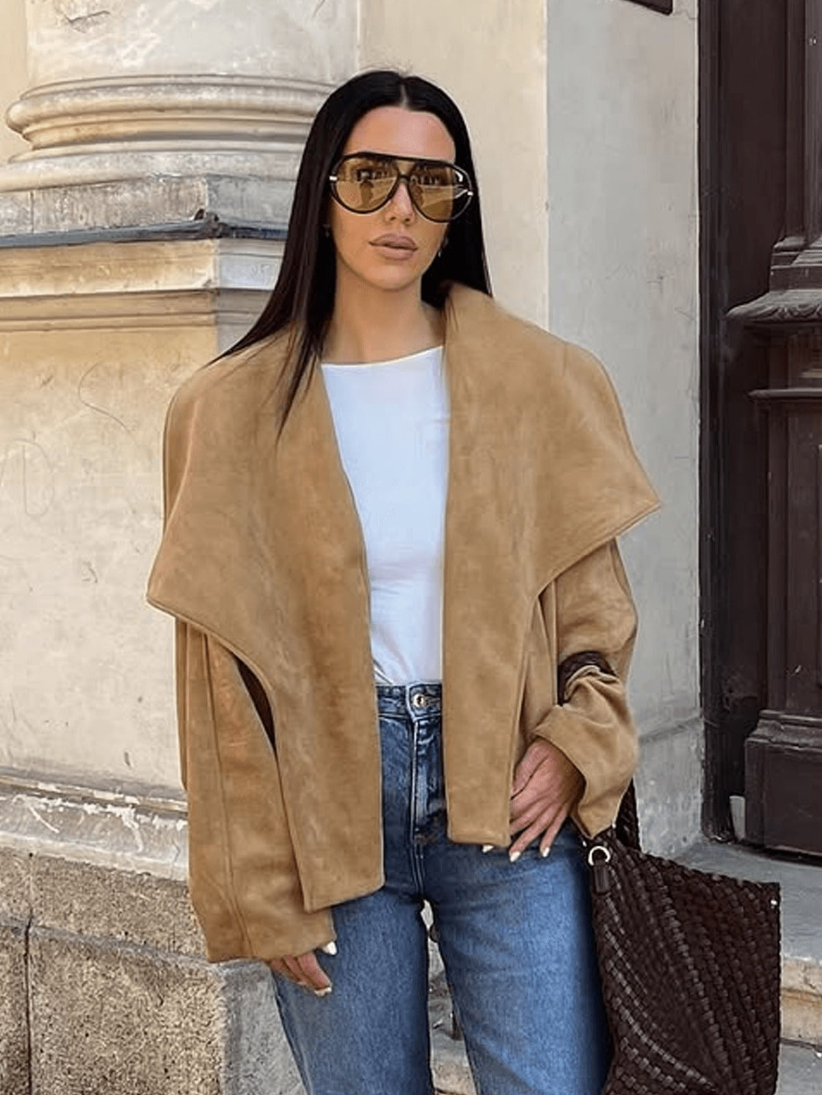 Women's Faux Suede Cropped Jacket