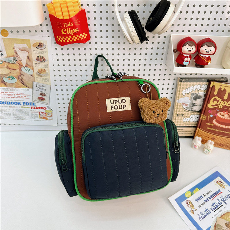 Quilted Bear Charm Backpack