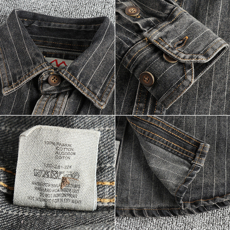 Vertical Stripe Denim Workshirt