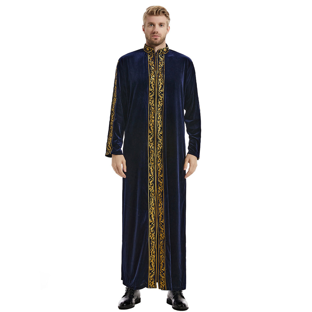 Gold-Embroidered Velvet Kaftan