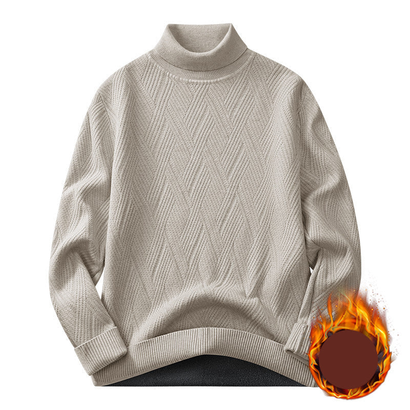 High-Neck Textured Knit Sweater