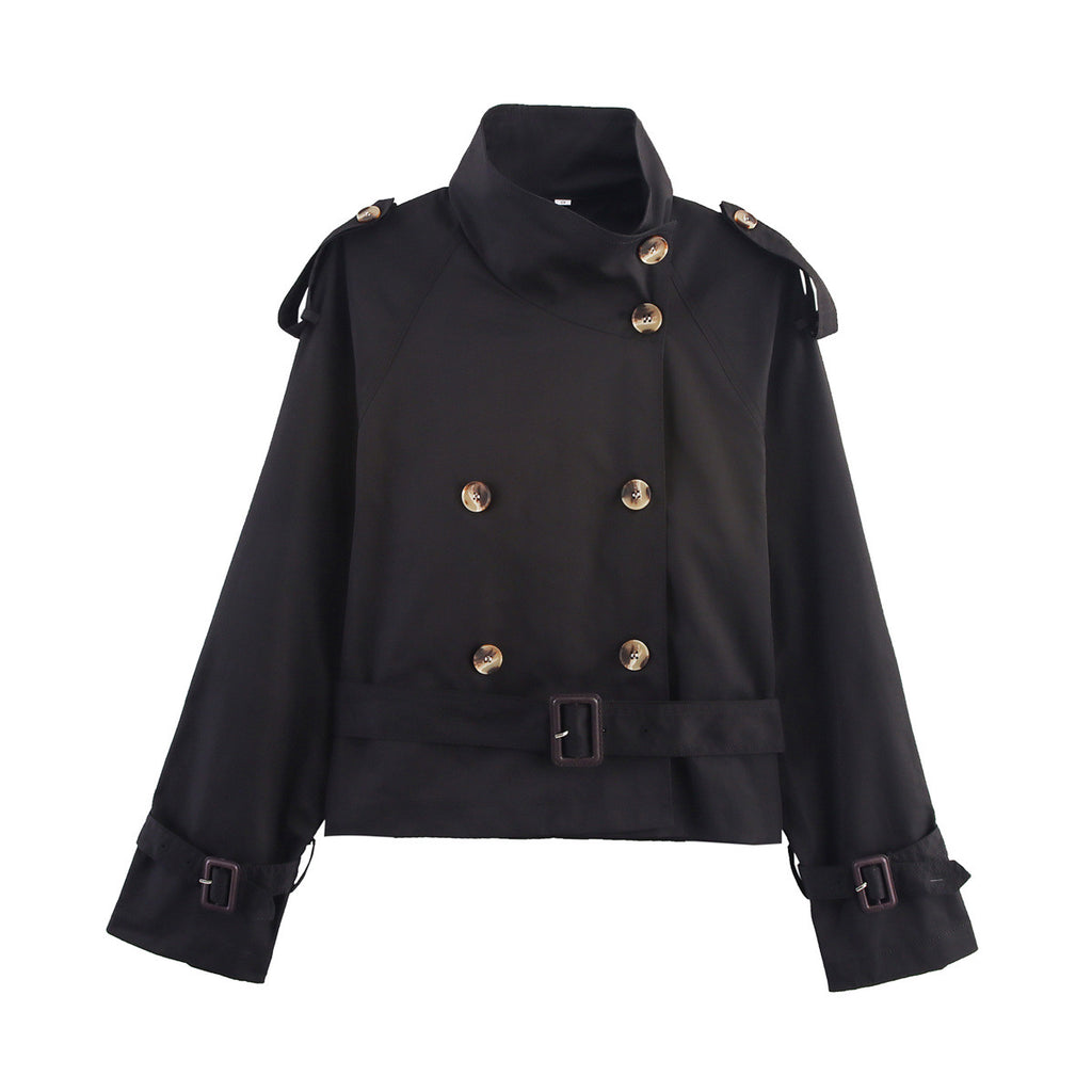 Women's Buckle-Trim Cropped Trench Coat