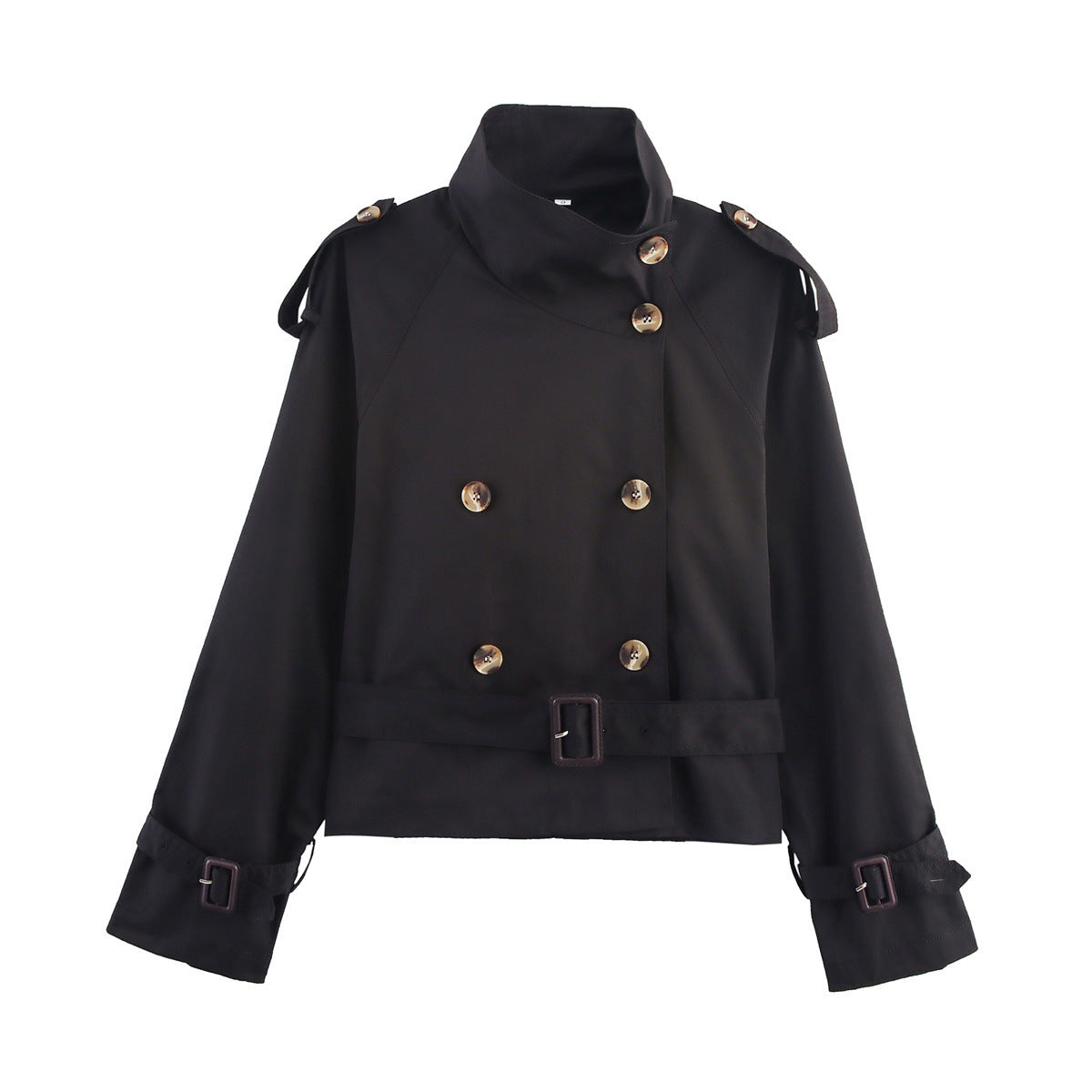 Women's Buckle-Trim Cropped Trench Coat