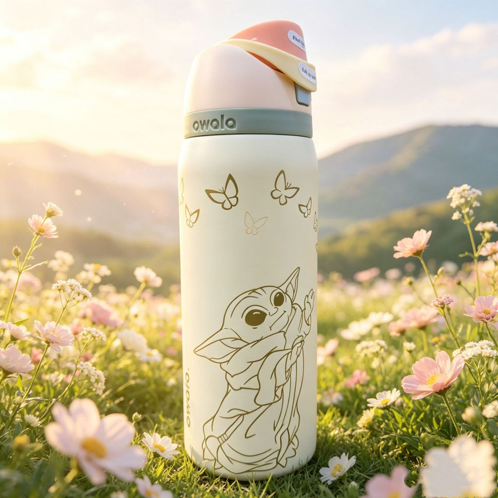 Character Print Insulated Water Bottle with Straw