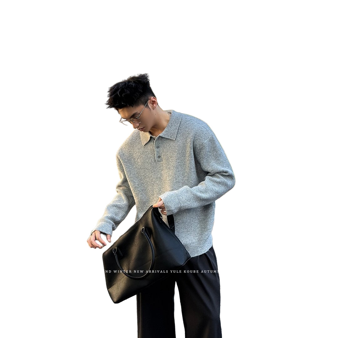 Old Money Knitted Polo Sweater