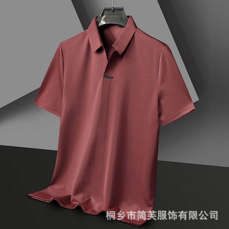 Men's Lapels Seamless Scissor Collar Loose Stretch POLO