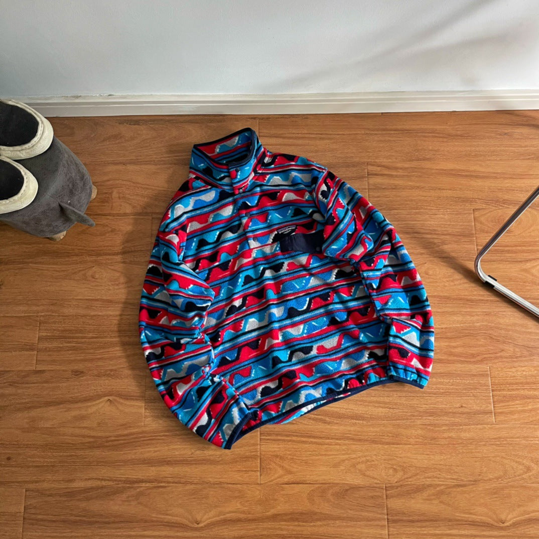 Geometric Pattern Fleece Pullover