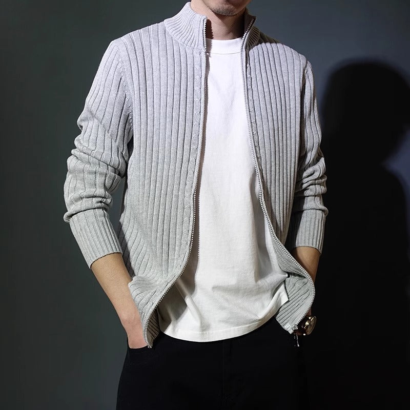 Men's Ribbed Zip-Up Cardigan