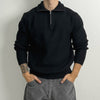 Half-height zip-up sweater in black