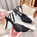 Lace Slingback Heels