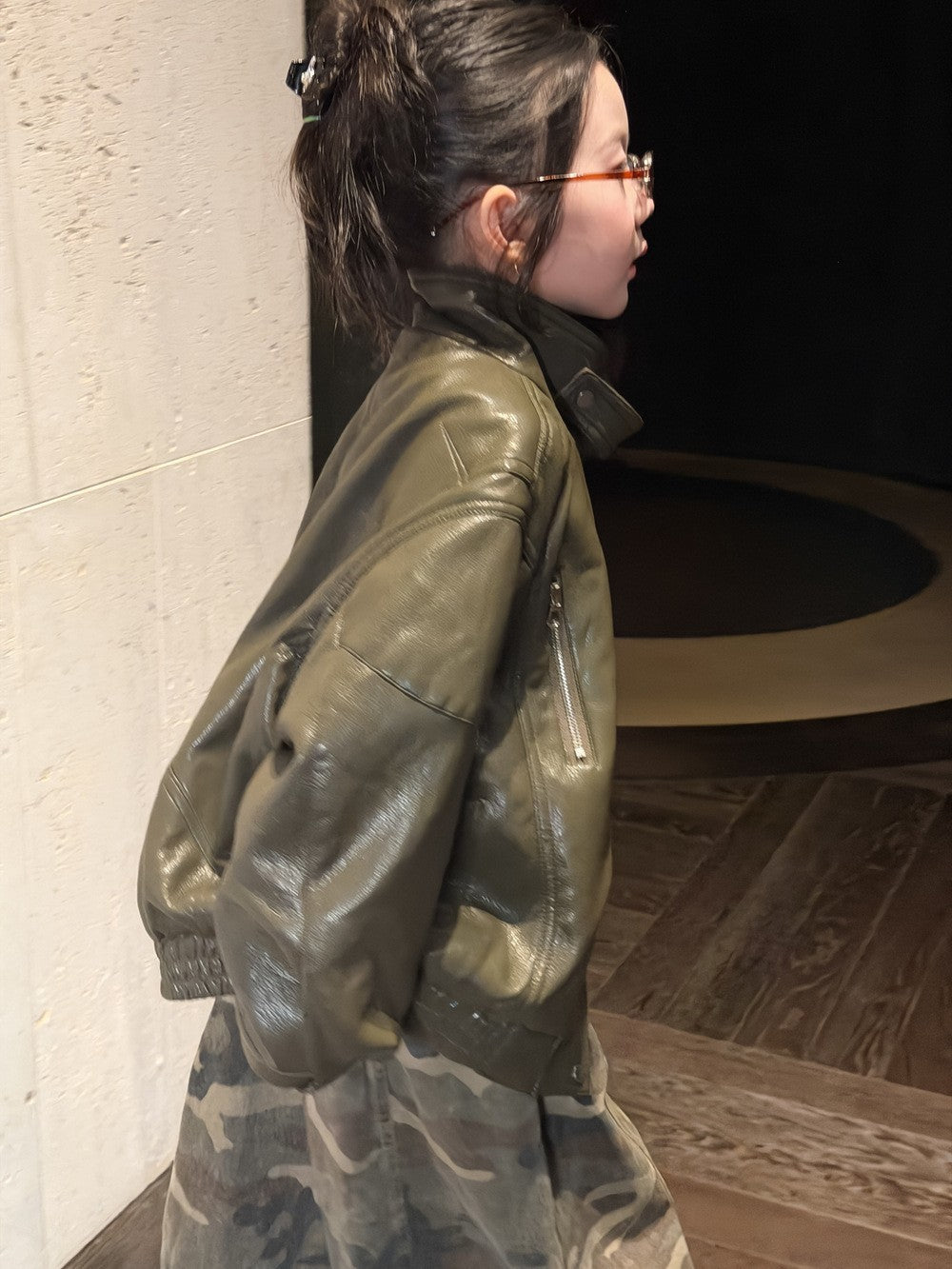 Girls' Zip-Collar Faux-Leather Jacket