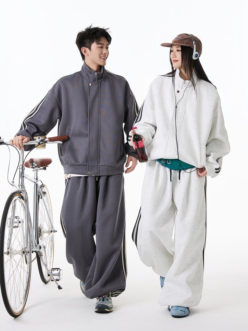 Sporty Retro Zip Tracksuit Set