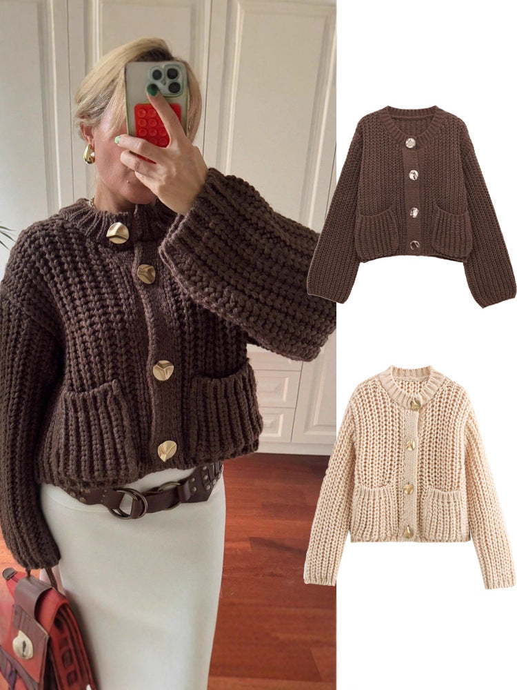 Women's Chunky Knit Button Cardigan