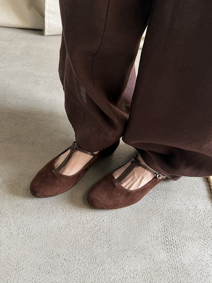 Suede T-Strap Mary Janes