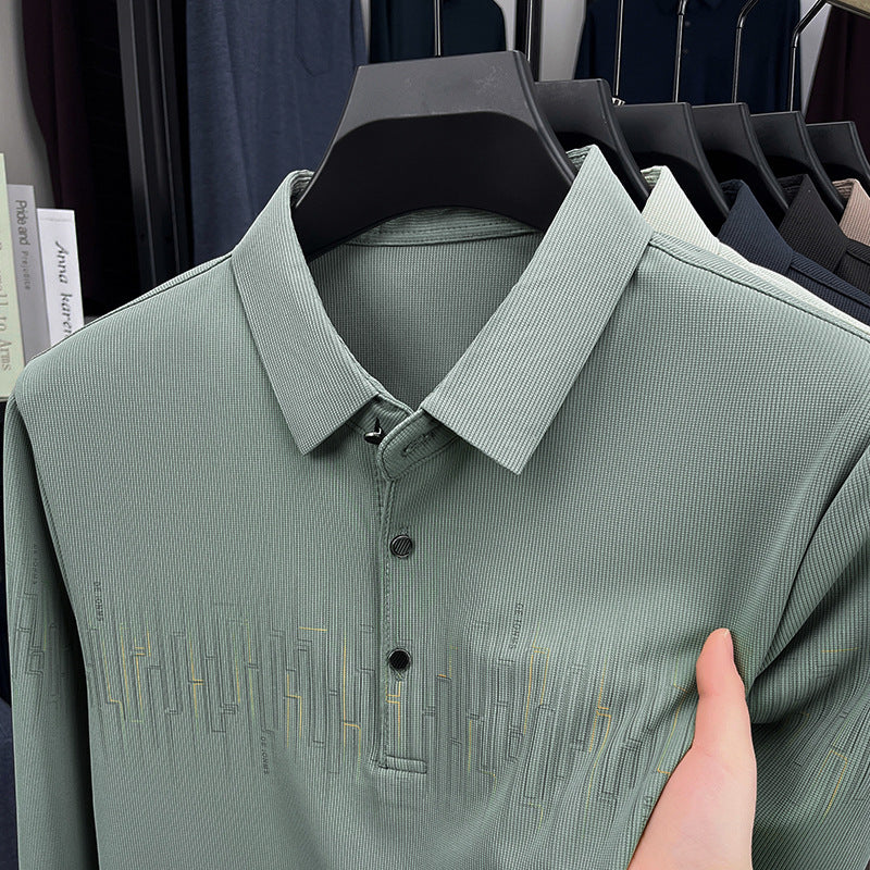 Patterned Long Sleeve Polo
