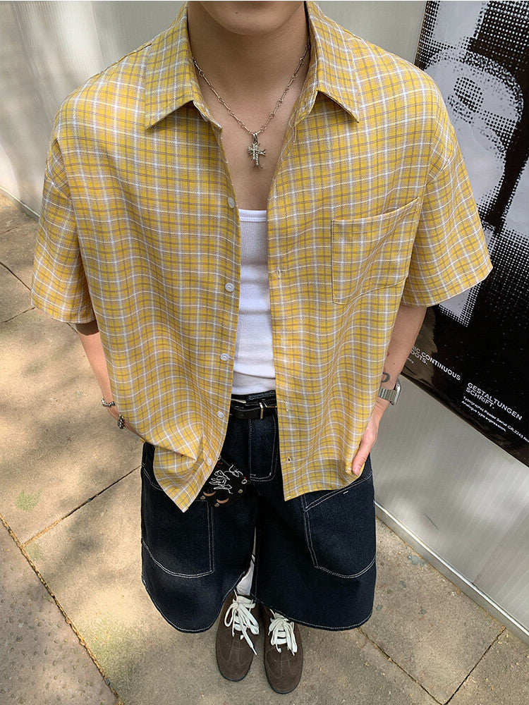 Vintage Plaid Short Sleeve Utility Shirt