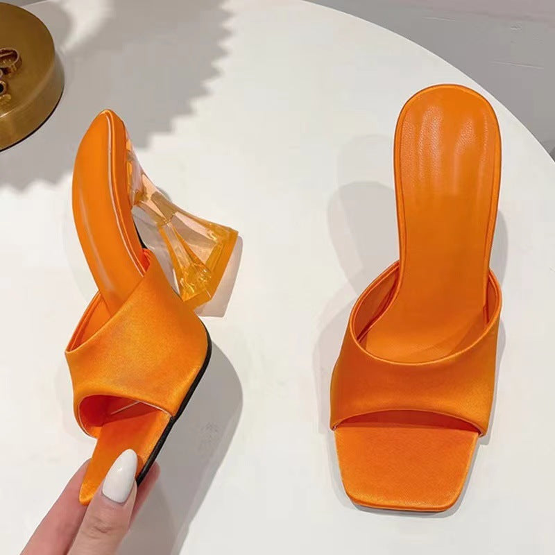 Square-Toe Heeled Slides