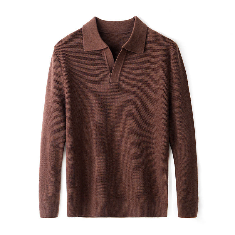 Seagull Collar Knit Polo Shirt