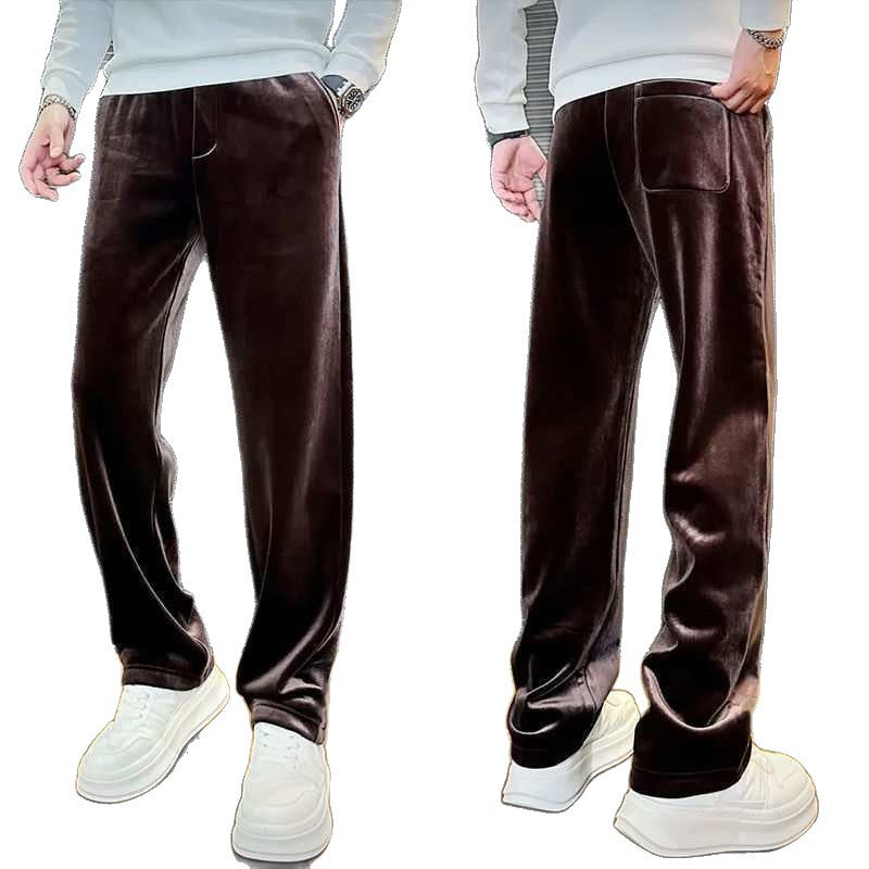 Premium Velour Straight-Leg Trousers