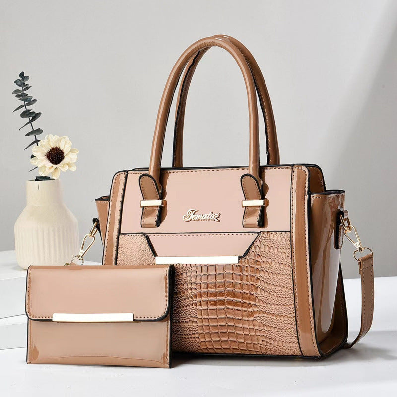 Crocodile-Texture Handbag Set