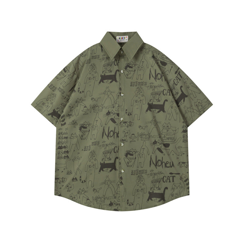 Doodle Animal Print Oversized Shirt