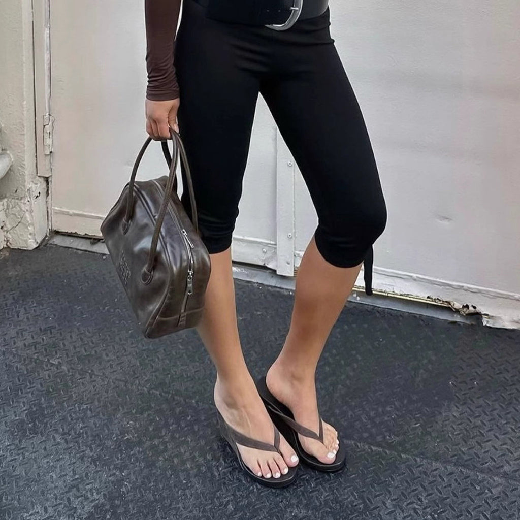 Sculpted Wedge Thong Sandals