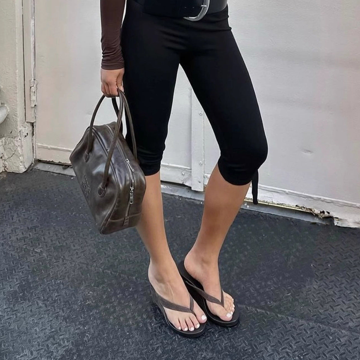 Sculpted Wedge Thong Sandals