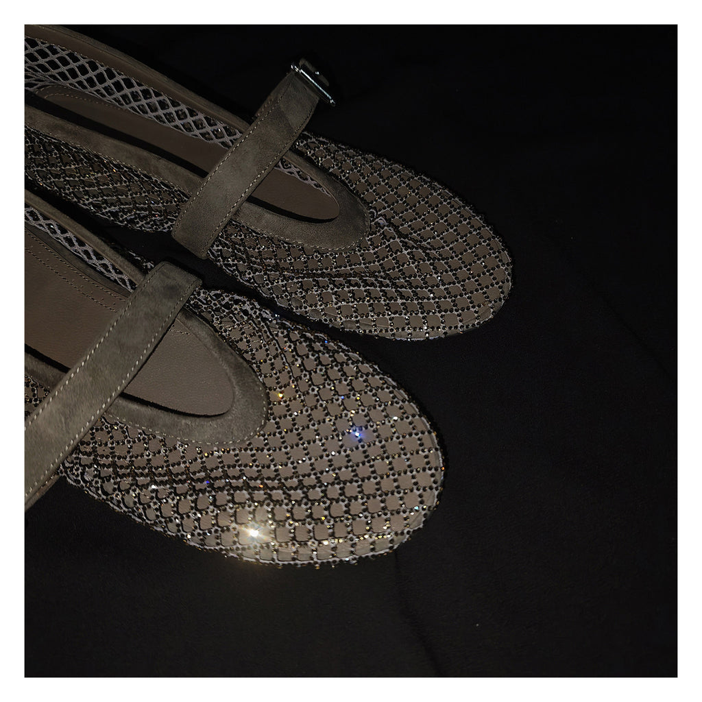 Rhinestone Mesh Mary Jane Flats