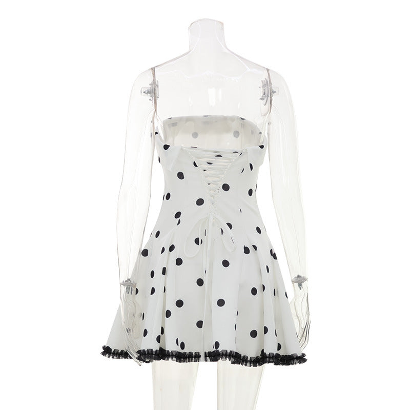 Strapless Polka-Dot Mini Dress